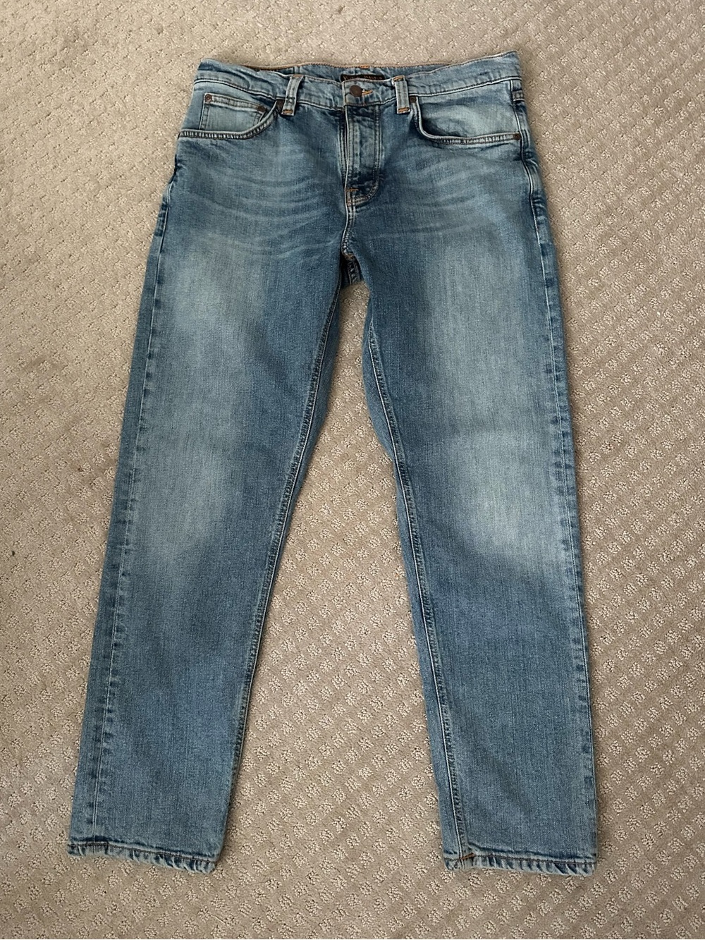 EUC Mens Nudie Jeans Steady Eddie II pure blue stretch button fly 31x30 31 30